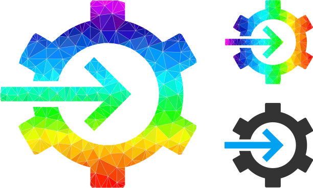 三角形填充齿轮一体化图标图片下载