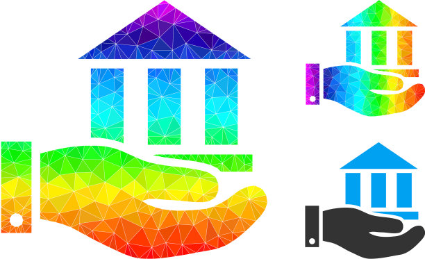 低保利银行服务图标与彩虹图片下载