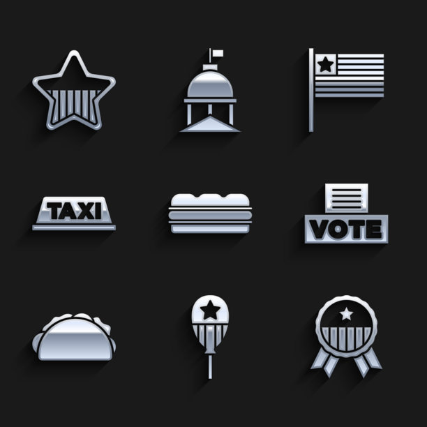 设置三明治气球奖章与明星投票箱图片下载