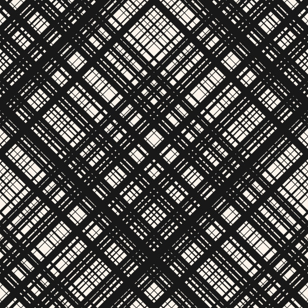 矢量单色无缝图案与对角线交叉线，正方形网格，网图片下载