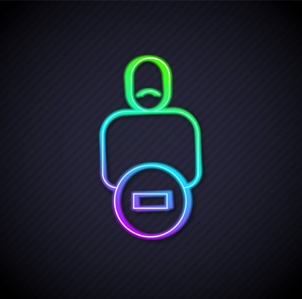 发光的霓虹灯线失去朋友图标孤立上图片下载