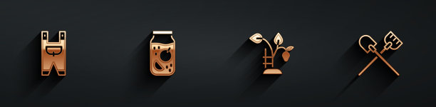 设置花园工人衣服果酱草莓罐图片下载