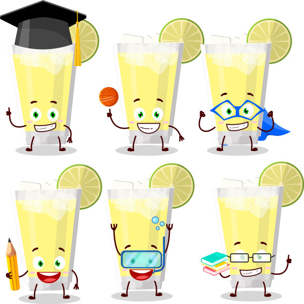柠檬水卡通人物的学生图片下载