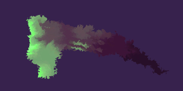 抽象现实的插图，绿色闪亮的霓虹灯烟雾孤立在深紫色的背景。烟雾在城市。空气质量问题。污染。环境保护。气候变化的概念。蒸汽图片下载