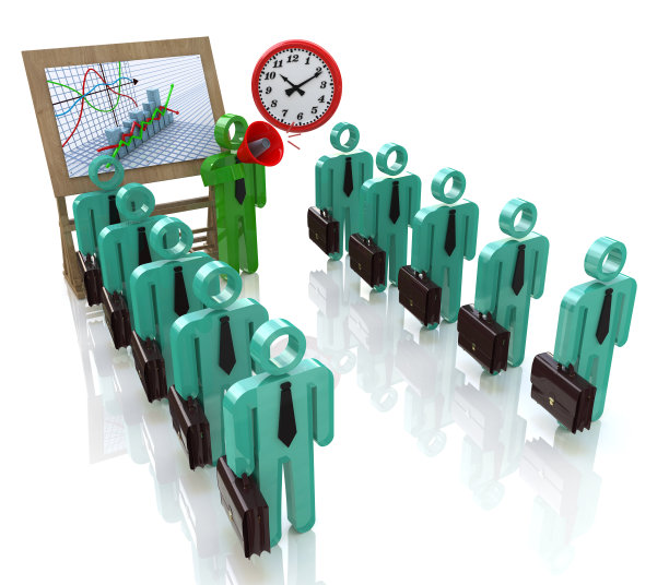 管理团队的办公人员在商务中进行与商务相关的信息沟通。三维演示图片下载