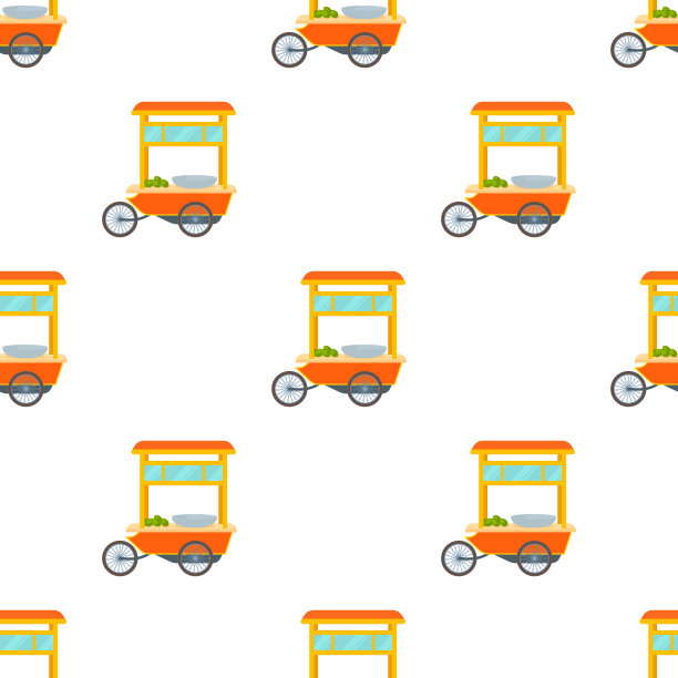 红色快餐手推车自行车模式无缝图片下载