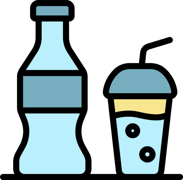 汽水瓶杯图标颜色轮廓图片下载