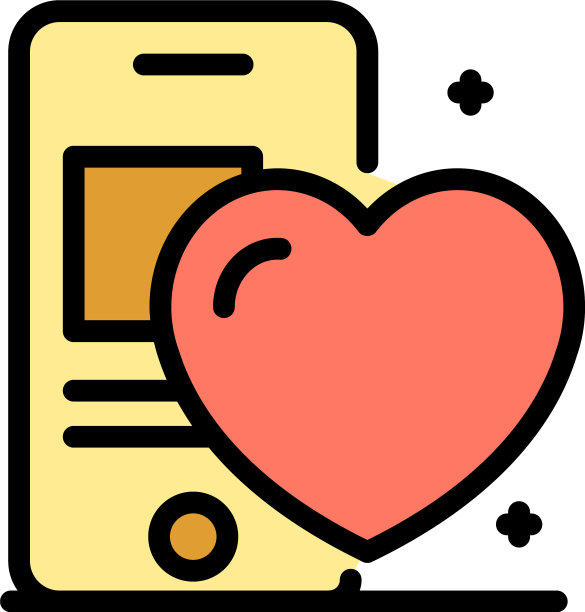 智能手机和心脏健康图标颜色轮廓图片下载