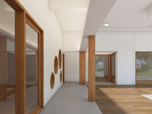 建筑走廊的三维渲染图片下载