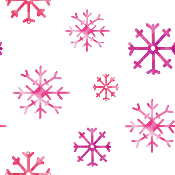 水彩无缝图案与粉红色，紫色雪花。下雪，冬天，寒假。圣诞和新年的风格。图片下载