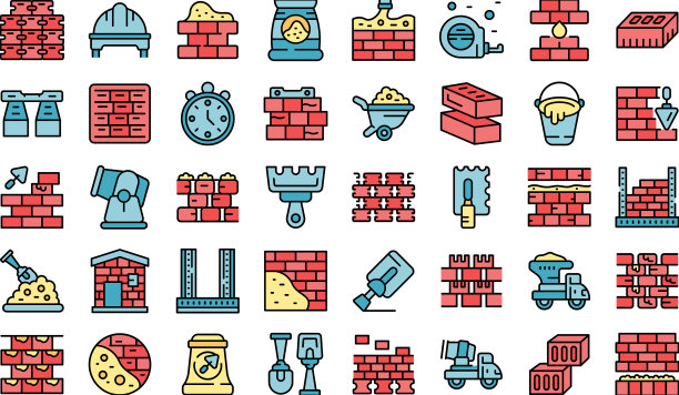 砖块和灰泥的图标被放平了图片下载