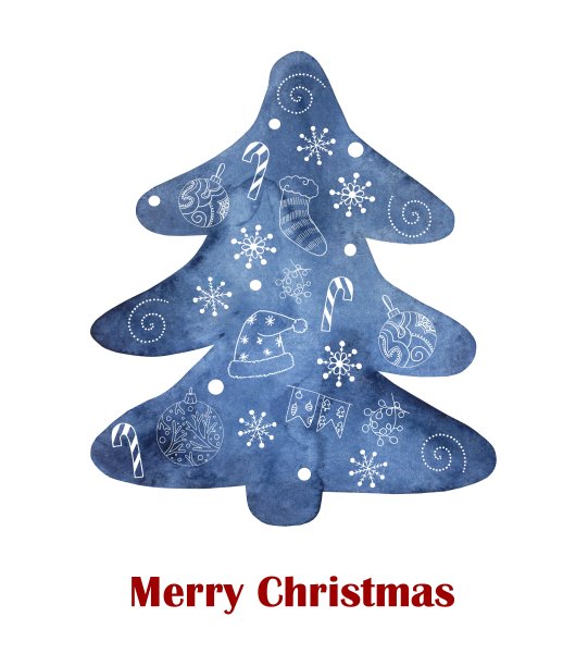 贺卡和圣诞树。水彩。手绘图片下载