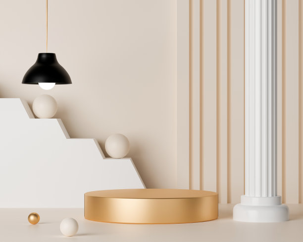 三维渲染空圆柱体基座。图片下载