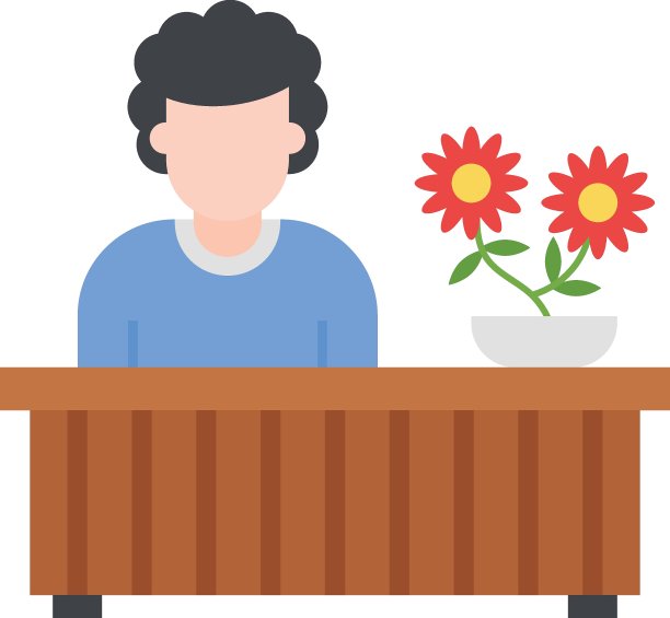 可爱少女花店坐位概念矢量色彩图标设计，业余活动标志，课外活动标志，兴趣爱好图例图片下载