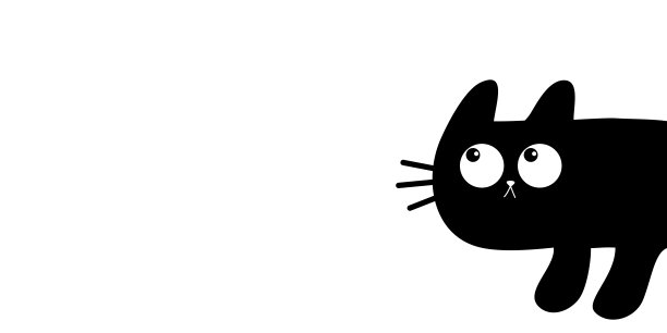 可爱的猫在角落里偷看。卡哇伊卡通宝宝宠物。黑猫头朝上仰着脸。万圣节快乐。贺卡印刷。平面设计。白色背景。孤立。图片下载