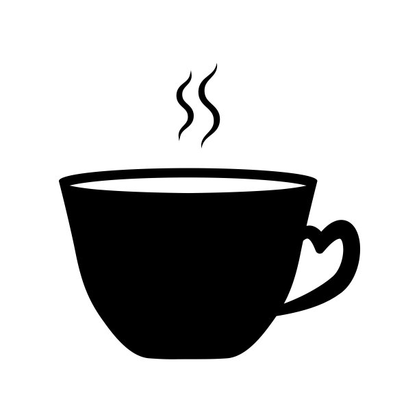 一杯热饮黑白矢量图标图片下载