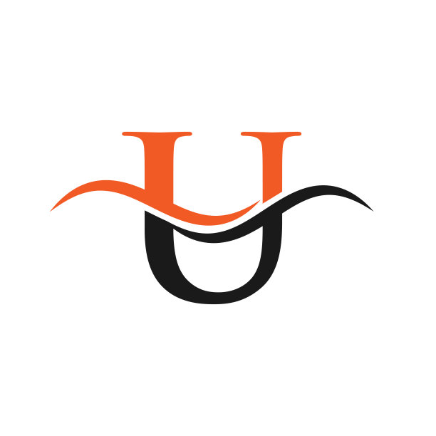 字母U标志设计与水波概念。U字母logo设计，时尚时尚的奢华品牌图片下载