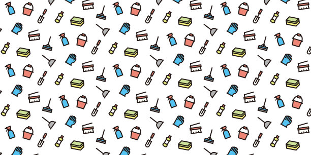 浴室清洁工具图标图案背景网站或包装纸(彩色图标版)图片下载