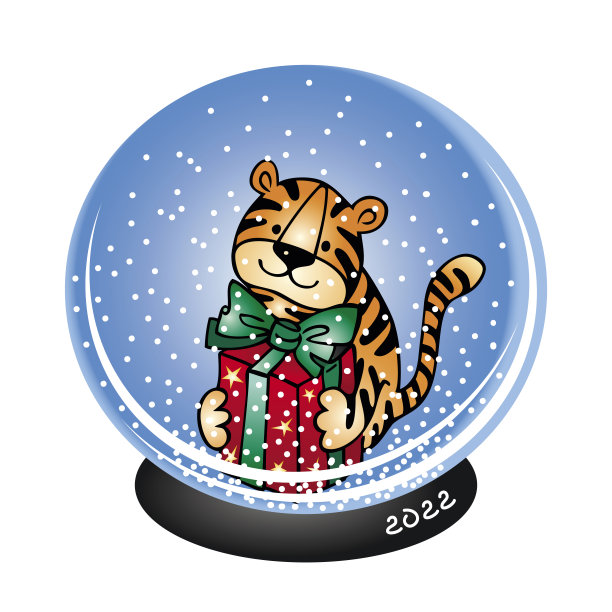 一只带着玻璃球礼物的小老虎图片下载