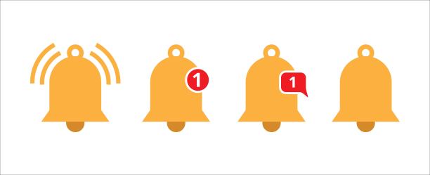 通知铃声图标设置。消息通知警报钟图标向量集。报警和电话通知提醒矢量插图模板。图片下载
