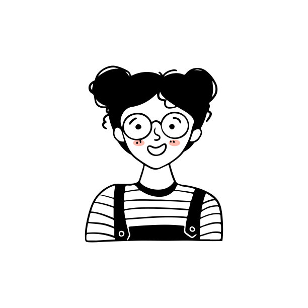 可爱的儿童肖像，女孩用户图标，平面设计。青少年或儿童化身，卡通插图在矢量。孤立在白色背景上。图片下载