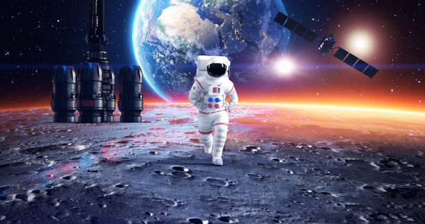 宇航员在星球表面奔跑的慢动作镜头图片下载