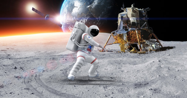 宇航员在星球表面表演功夫图片下载