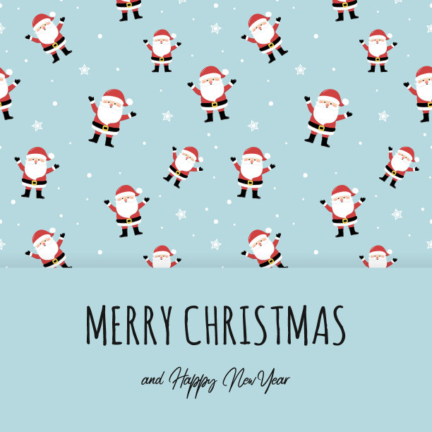 圣诞老人快乐的背景与祝福。圣诞贺卡。向量图片下载