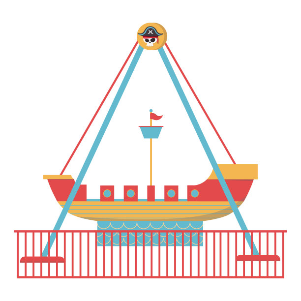 海盗船。向量游乐园骑孤立的白色背景。图片下载