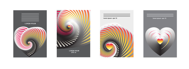 三维向量。心螺旋设计。为设计报告，小册子，目录，海报，杂志的一套抽象的封面。图片下载