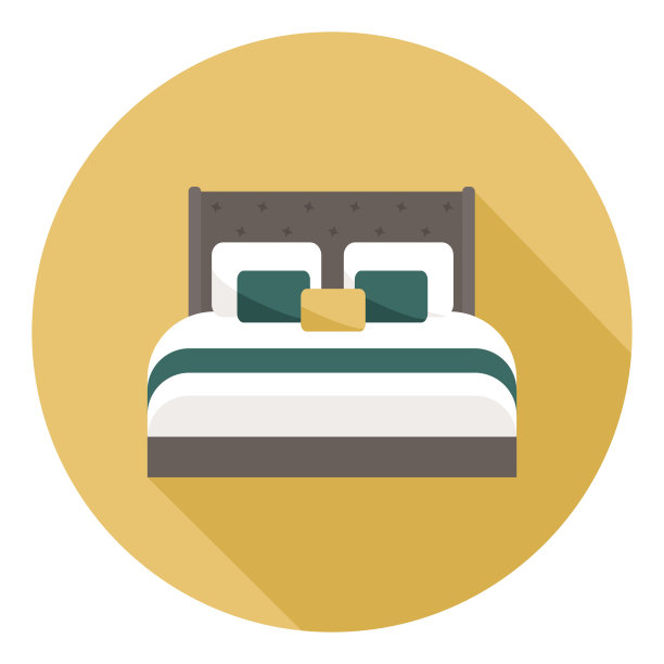 床上的图标。平面风格的矢量插图。图片下载