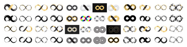 一套黑色和金色的无限莫比乌斯符号图片下载