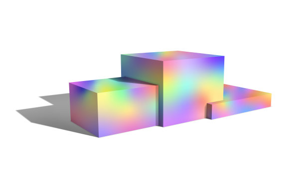 基座与全息三维立方体货架和阴影与充满活力的蒸汽波风格。矢量图图片下载