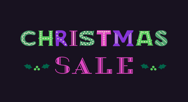 圣诞节出售花哨的字母向量招牌图片下载