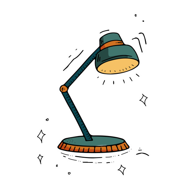 矢量涂鸦插图的台灯在白色的背景。图片下载