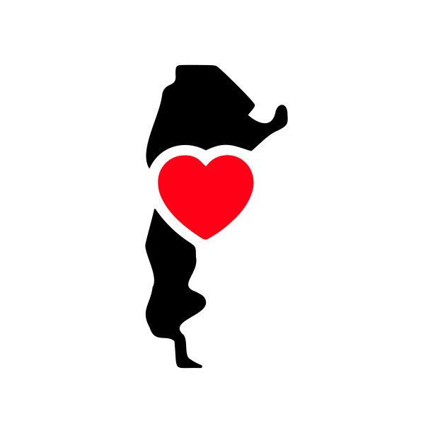 我爱阿根廷，阿根廷地图和心形符号符号的图标图片下载