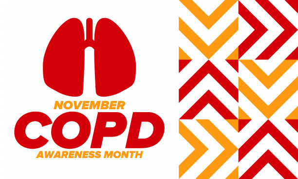 11月的COPD认识月。慢性阻塞性肺疾病。在美国每年庆祝一次。医疗保健和意识设计。海报，卡片，横幅和背景。向量图片下载