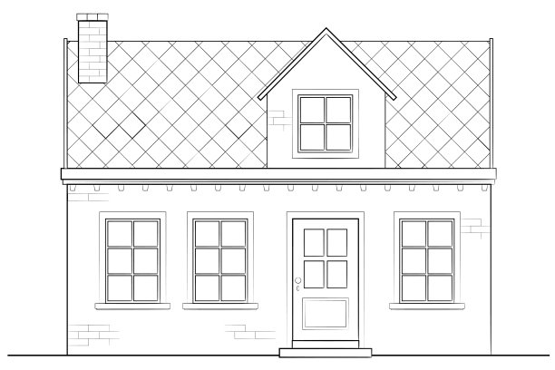 绘制经典的小房子-黑白插图图片下载