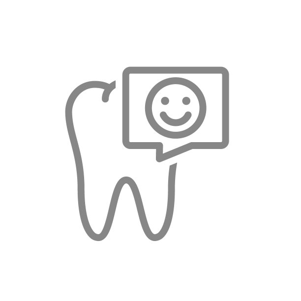 牙齿和笑脸在语音气泡线图标。口腔器官健康的象征图片下载