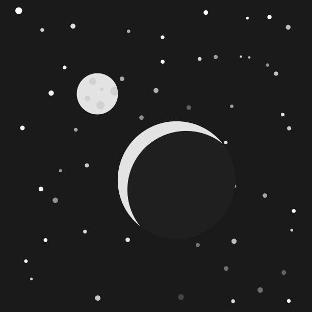 简单的插图上的行星和月球上的背景星空。向量。图片下载