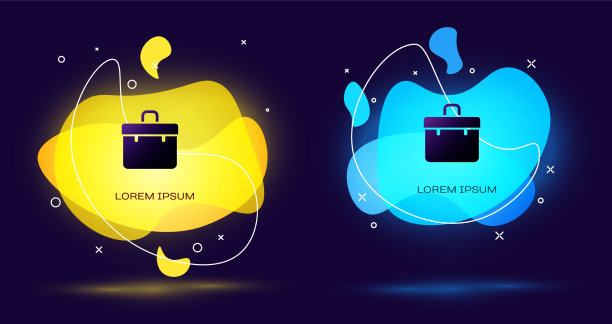 黑色公文包图标孤立在黑色背景图片下载