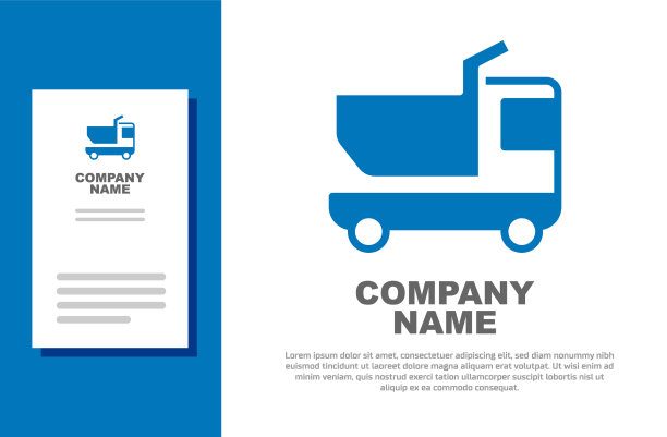 蓝色玩具卡车图标孤立在白色背景图片下载