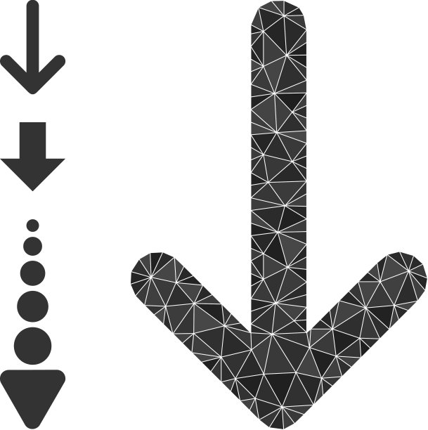 多边形箭头向下图标与奖金图标图片下载