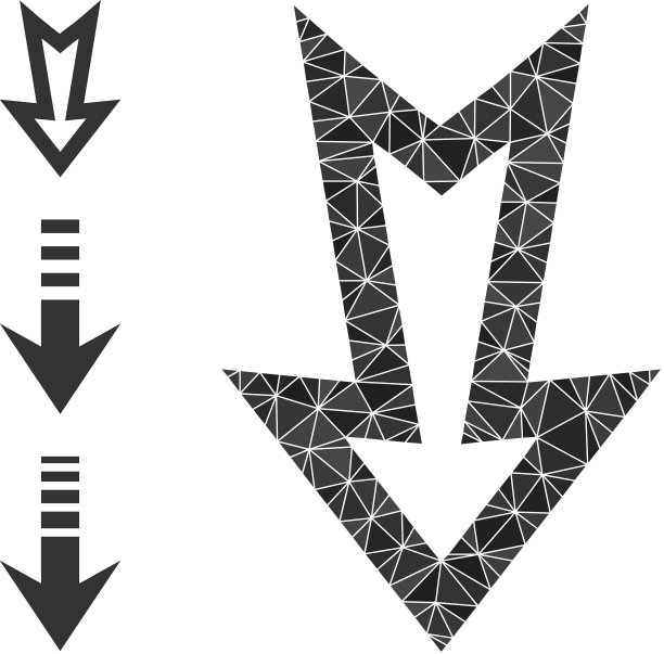 三角形填箭头向下图标和奖金图片下载