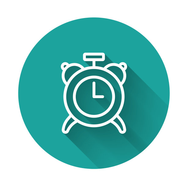 白线闹钟图标与长隔离图片下载