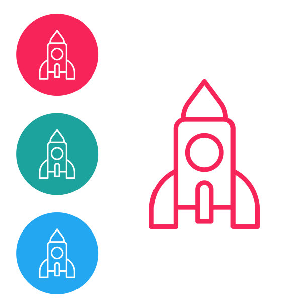 红色线火箭船玩具图标孤立在白色图片下载