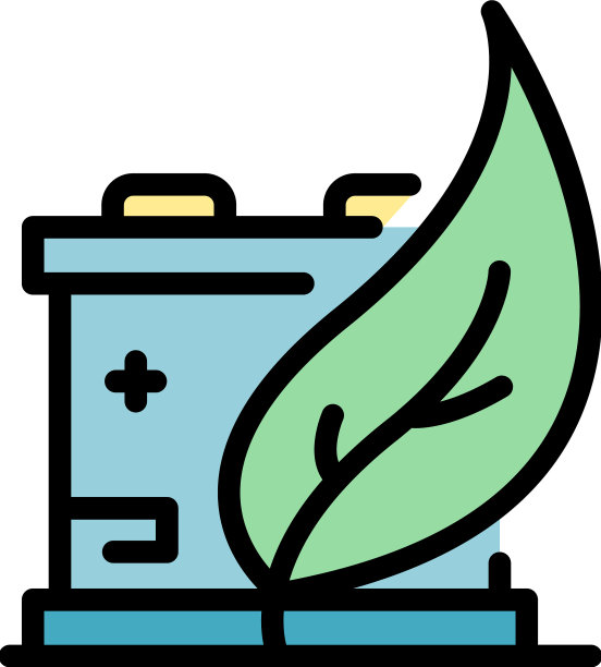 生态树叶汽车电池图标颜色轮廓图片下载