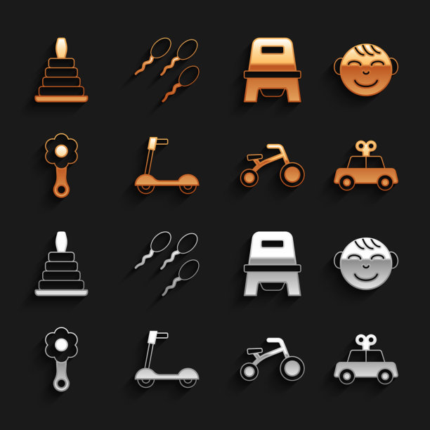 套滑板车小男孩头玩具车图片下载