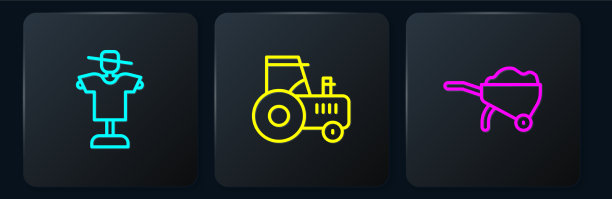 设置线稻草人手推车与泥土和图片下载