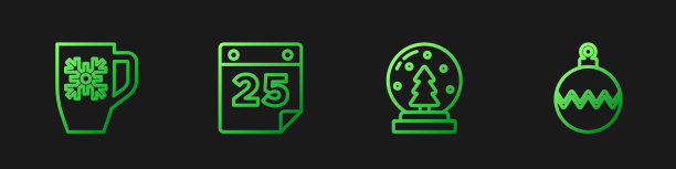 设置行圣诞雪花球形咖啡杯图片下载